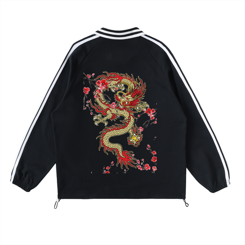 Contrast Striped Lapel Collar Sweatshirt