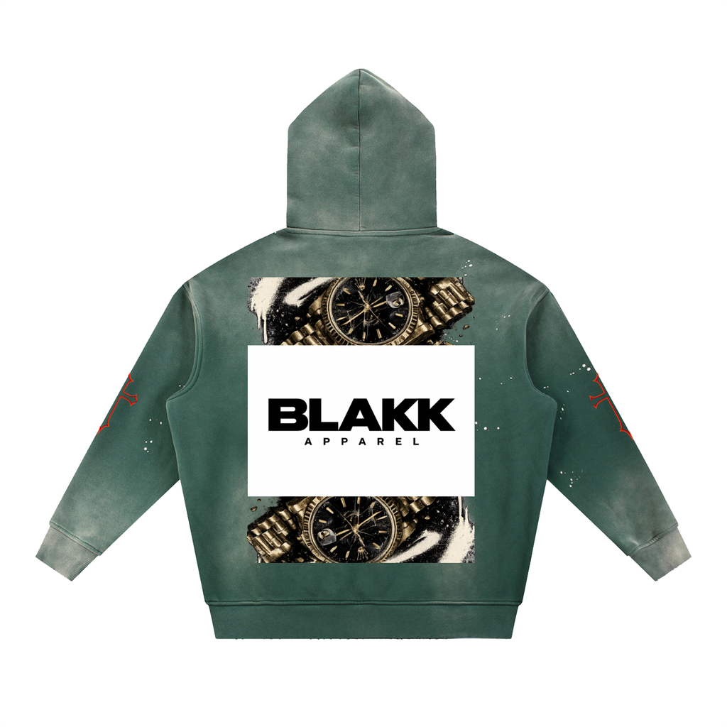 Vintage Washed Frayed Fleece Hoodie