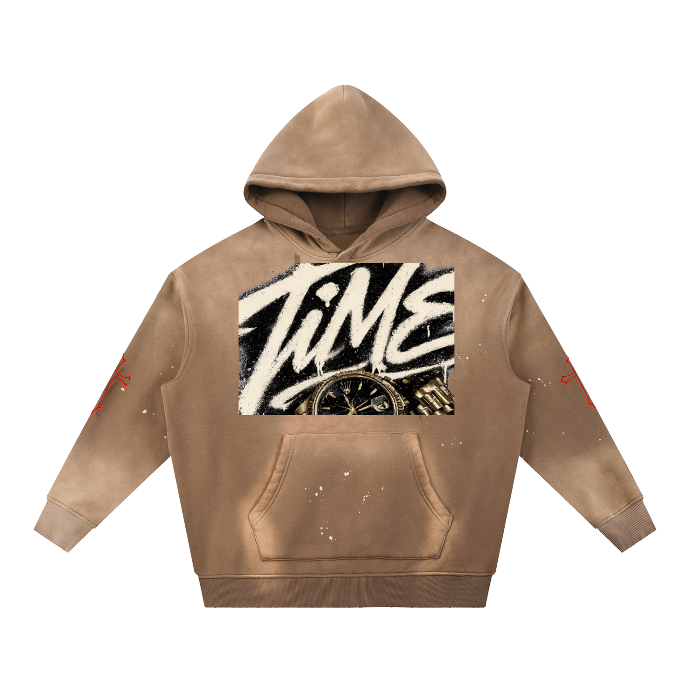 Vintage Washed Frayed Fleece Hoodie