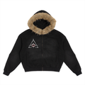 Sun Fade Boxy Detachable Fur Hoodie