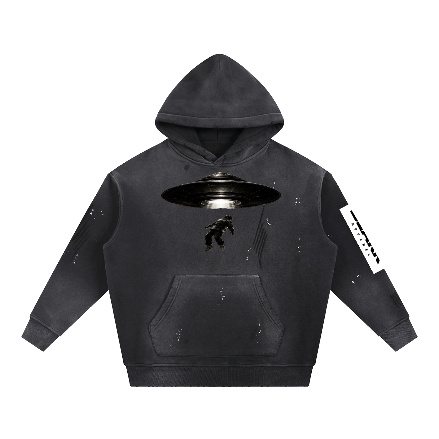 Vintage Washed Frayed Fleece Hoodie