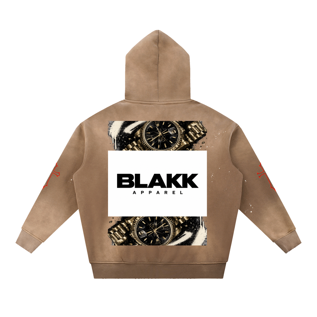 Vintage Washed Frayed Fleece Hoodie