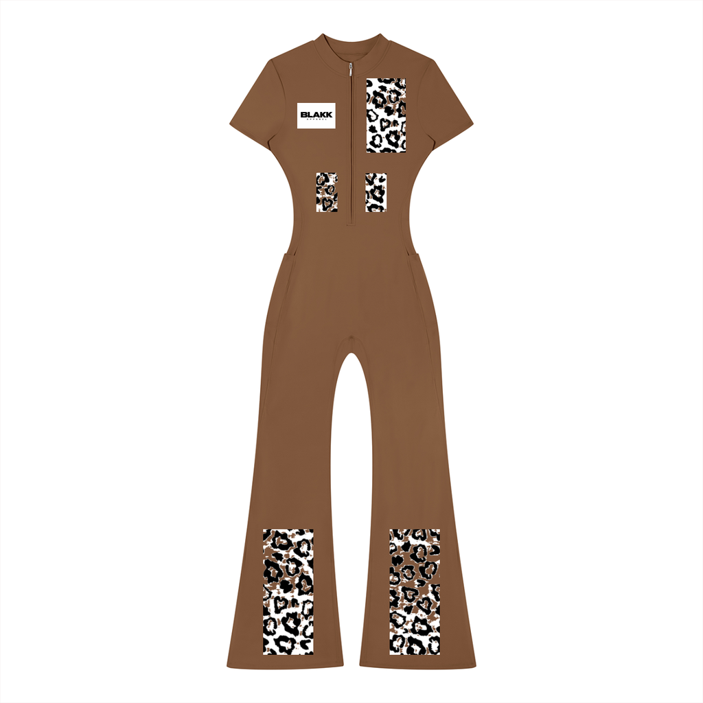 Women’s Tight Flared Leg Quarter-Zip Jumpsuit