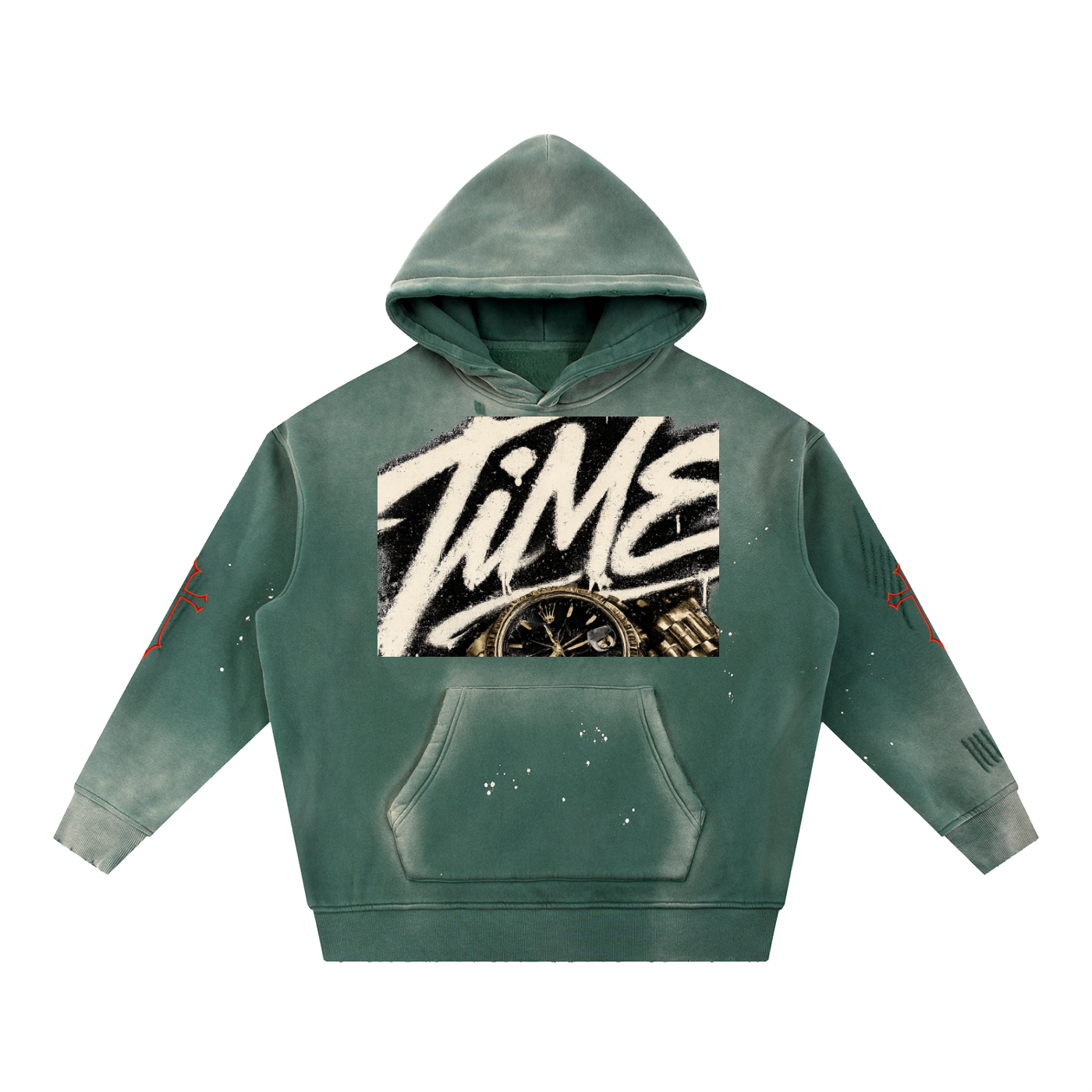 Vintage Washed Frayed Fleece Hoodie