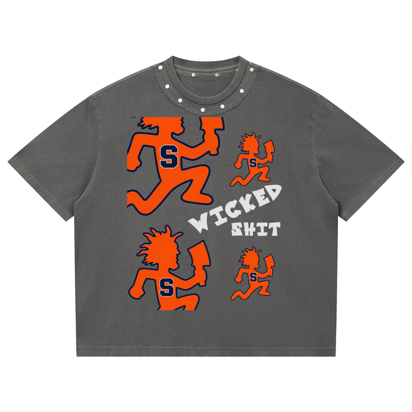 Unisex Washed Boxy Studded T-Shirt