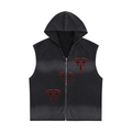 Vintage Washed Zip-Up Hooded Tank Top
