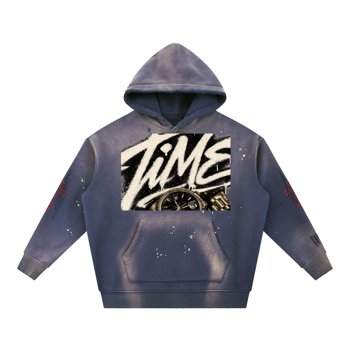 Vintage Washed Frayed Fleece Hoodie