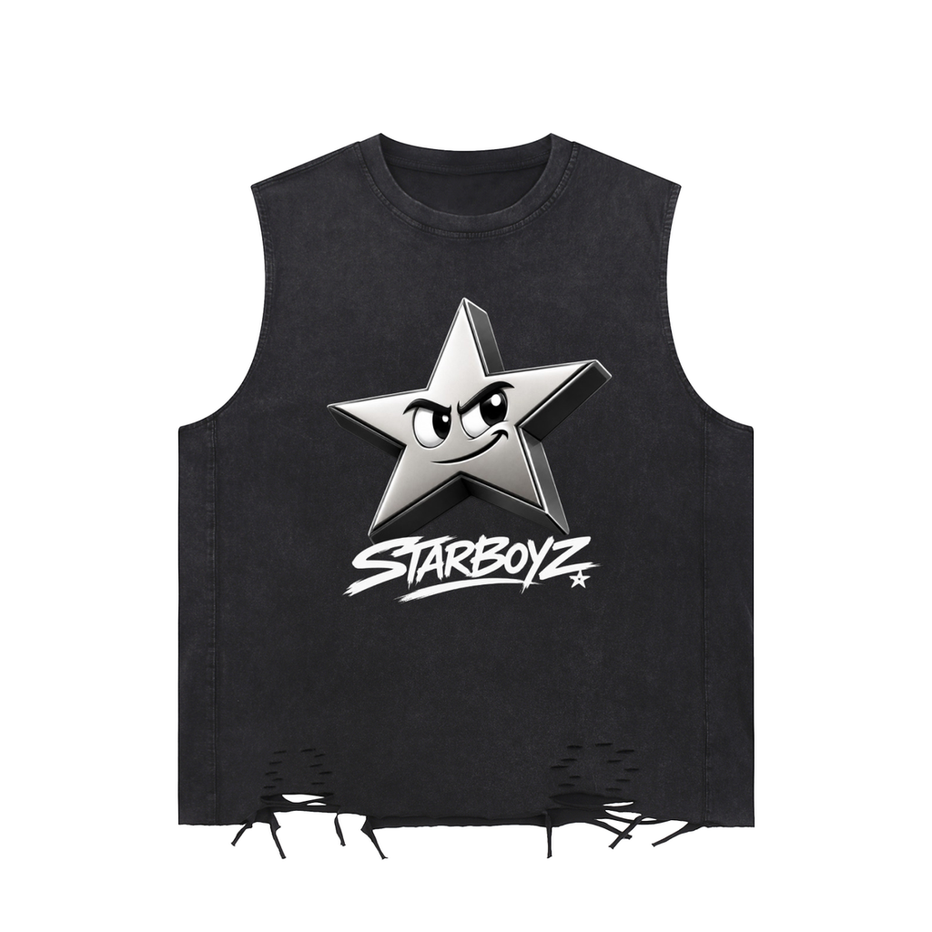 Snow Washed Raw-Hem Tank Top