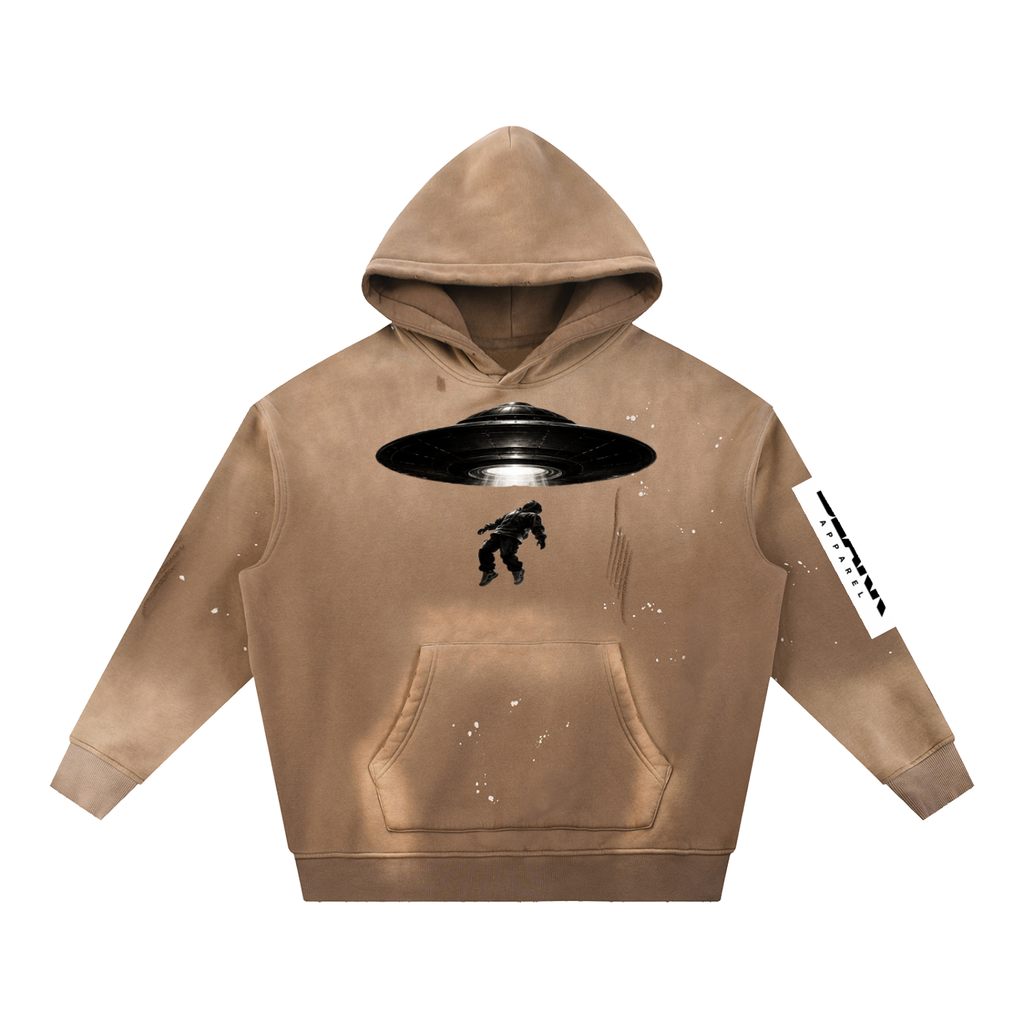 Vintage Washed Frayed Fleece Hoodie