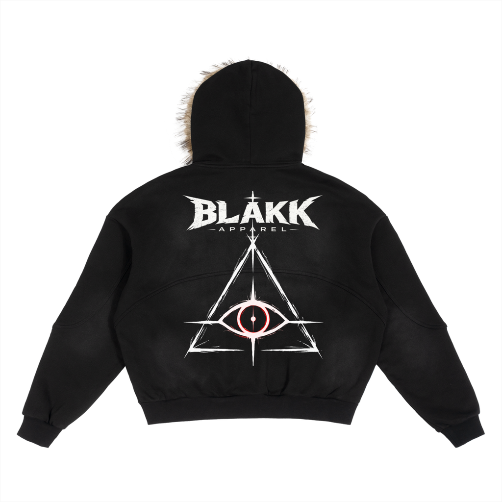 Sun Fade Boxy Detachable Fur Hoodie