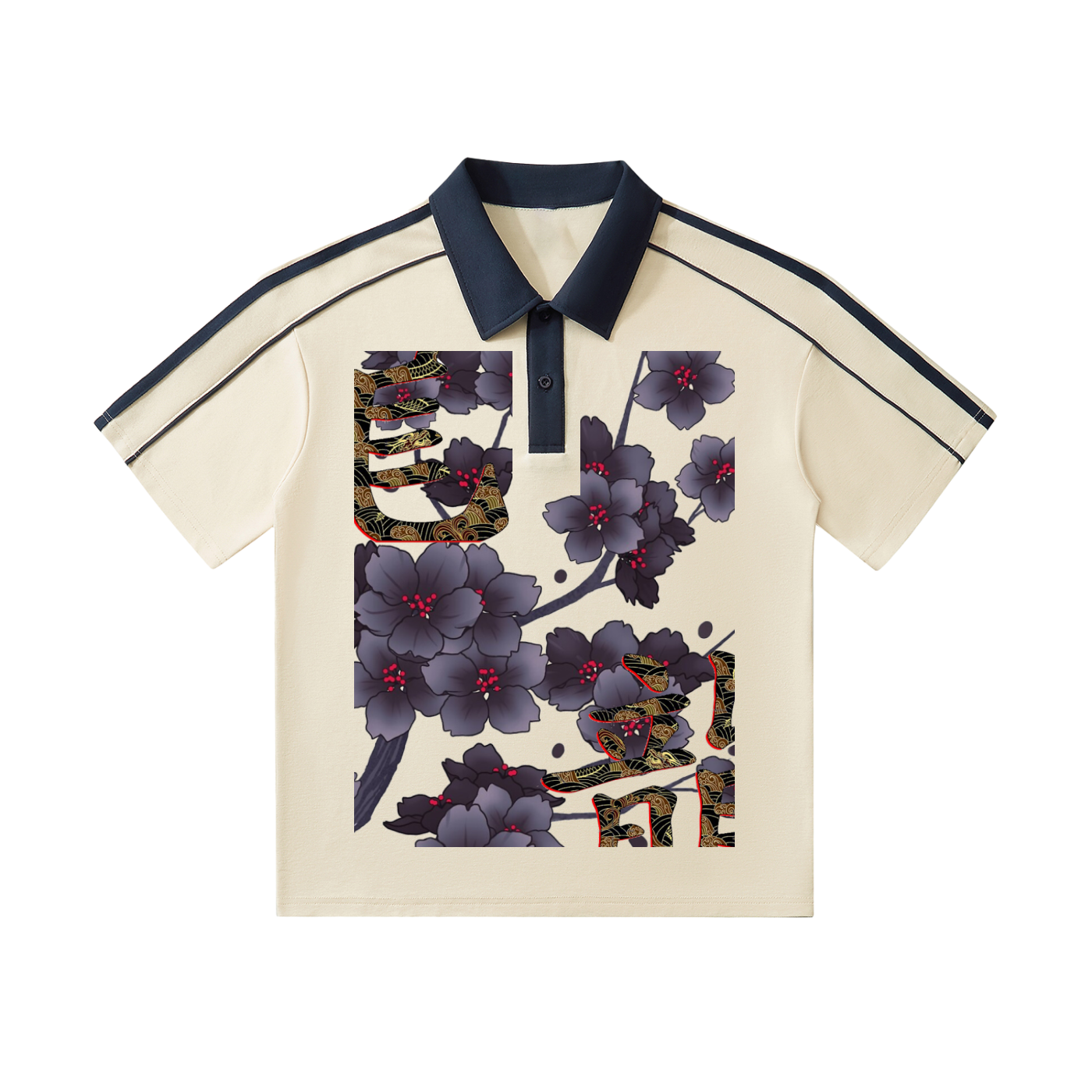 Contrast Collar Short-Sleeve Polo Shirt