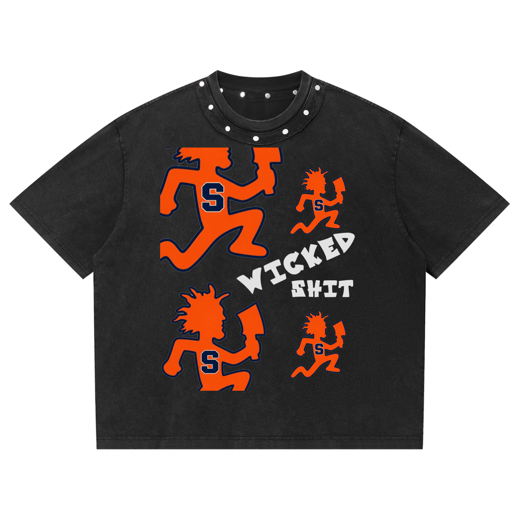 Unisex Washed Boxy Studded T-Shirt
