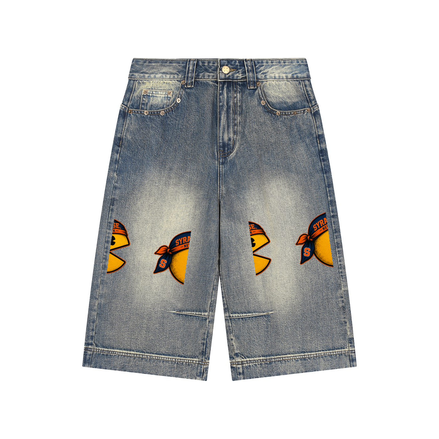 Vintage Wash Baggy Denim Shorts