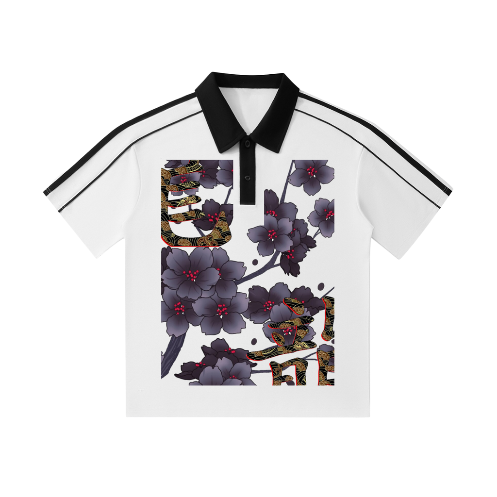 Contrast Collar Short-Sleeve Polo Shirt