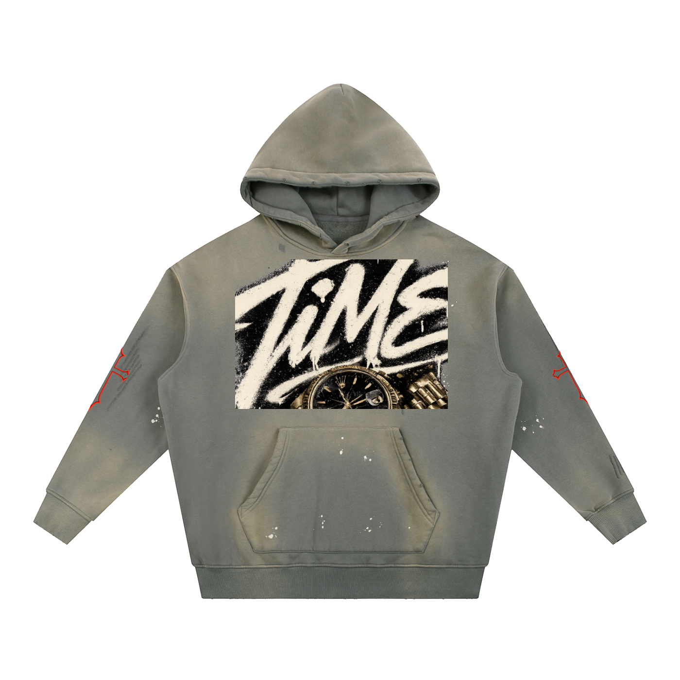 Vintage Washed Frayed Fleece Hoodie